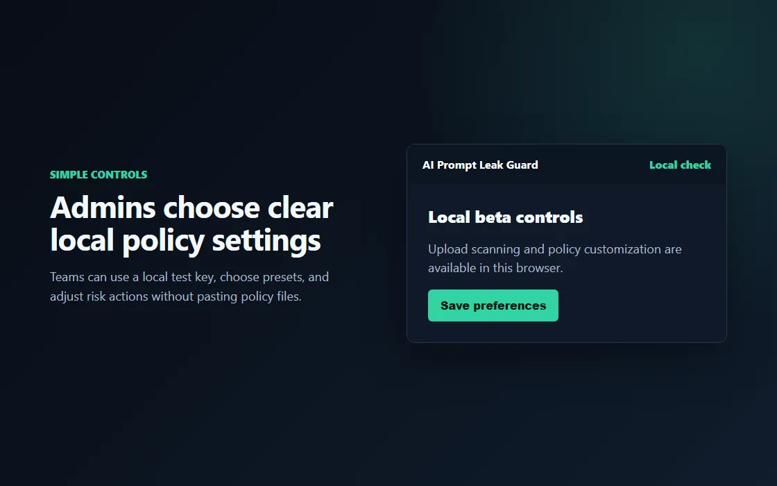 Team settings example